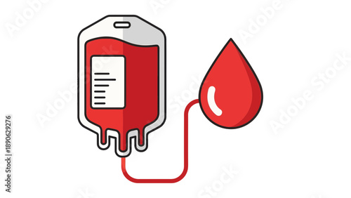 Blood Bag and Drop Vector Illustration for Medical Donation and Healthcare Campaigns