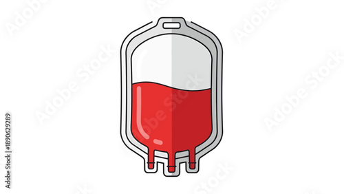 Blood Bag Vector Illustration, Medical Donation Graphic, Healthcare and Science Concept, Isolated on White Background