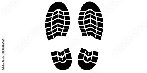 Footprints icon. Pair of shoe sole prints, isolated on a white background.