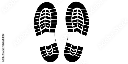 Footprints icon. Pair of shoe sole prints, isolated on a white background.