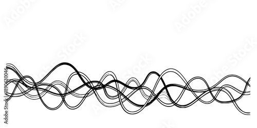 Continuous wavy or tangled line. Drawing with editable black stroke on a white background. 
