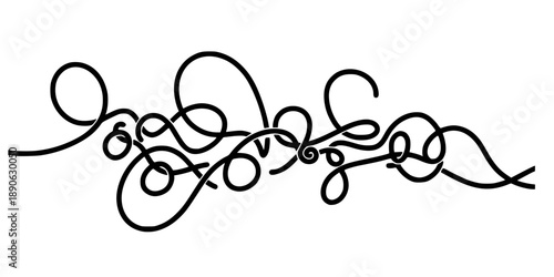 Continuous wavy or tangled line. Drawing with editable black stroke on a white background. 