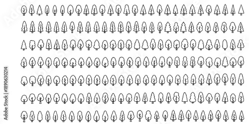 Big set of minimal trees linear icons - vector
