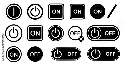 On-off icon. Set of power buttons. Vector illustration.
