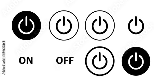 On-off icon. Set of power buttons. Vector illustration.
