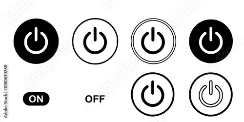 On-off icon. Set of power buttons. Vector illustration.
