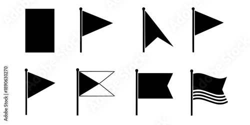 Flag icon. Set of black flag icons. Vector illustration. Flag icon collection