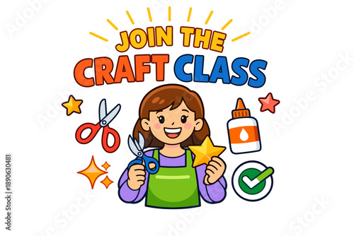 Join the craft class: child engaged in art with scissors and glue