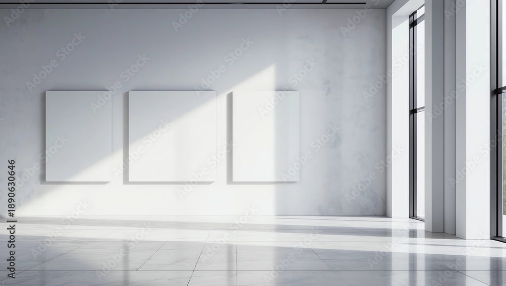 Fototapeta premium Modern exhibition hall with banner
