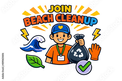 Join beach cleanup: volunteer event promoting environmental awareness and ocean conservation