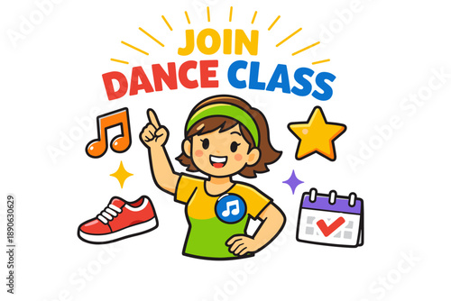 Energetic young girl encourages joining a fun dance class adventure