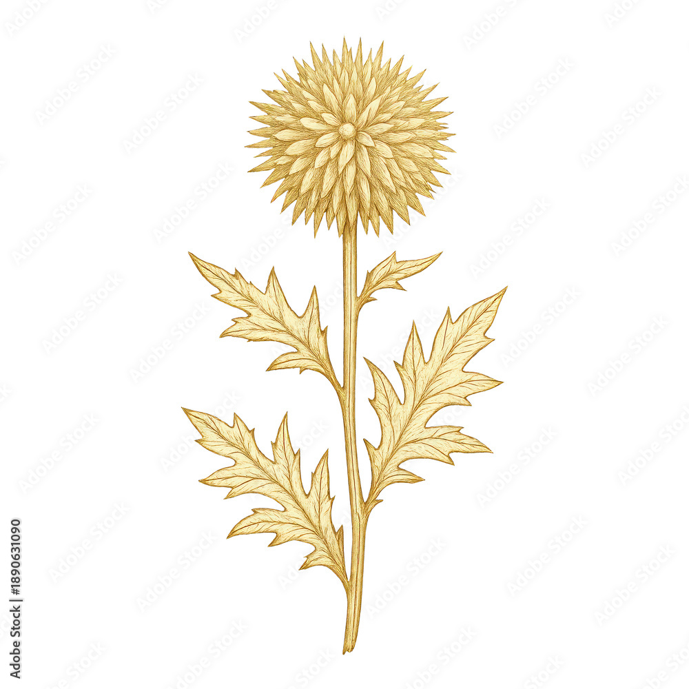 Naklejka premium PNG Golden thistle botanical illustration