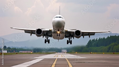 Airplane takes off over head. Airplane taking off from the runway 4k video