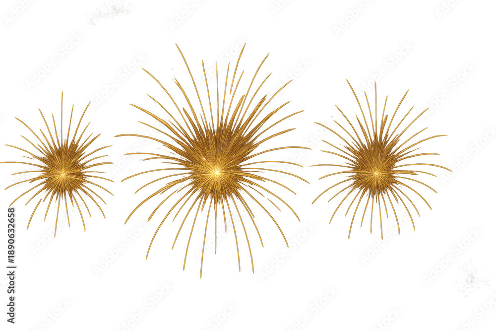 Fototapeta premium Golden fireworks exploding bright sparks transparent background