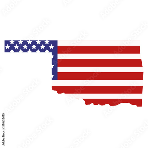 Map of Oklahoma with the United States flag