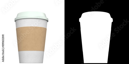 3D rendering illustration of a disposable coffee cup with sleeve