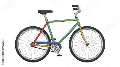 Colorful Bicycle Vector Illustration, Retro Style Graphic with Copy Space for Design and Advertising