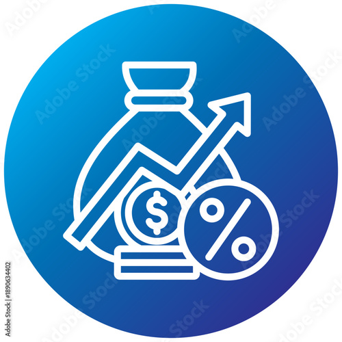 Capital Gain Gradient Icon, Mini Illustration Relate To Taxation, Financial Reports. Use For Modern Concept, Ui, Ux Web And App Development.