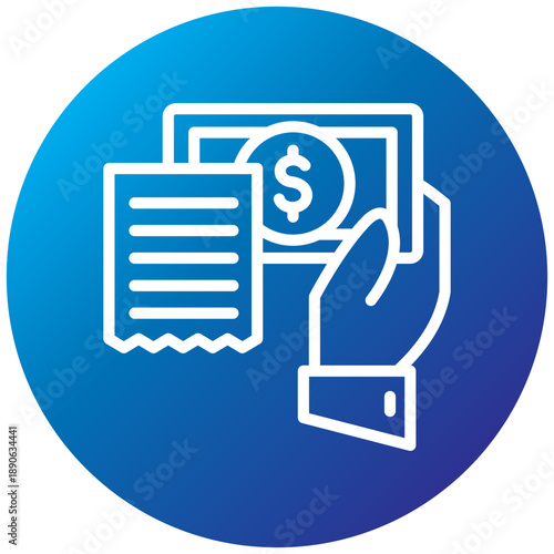 Deposit Receipt Gradient Icon, Mini Illustration Relate To Taxation, Financial Reports. Use For Modern Concept, Ui, Ux Web And App Development.