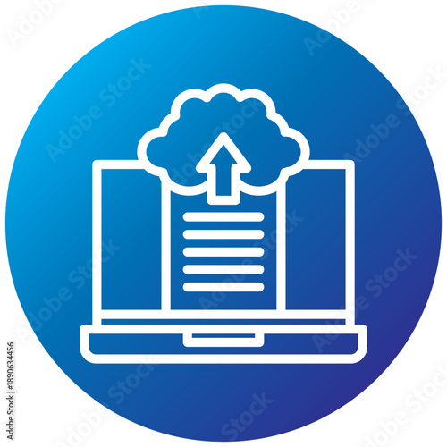 Document Upload Gradient Icon, Mini Illustration Relate To Taxation, Financial Reports. Use For Modern Concept, Ui, Ux Web And App Development.