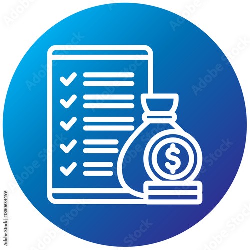 Earning Report Gradient Icon, Mini Illustration Relate To Taxation, Financial Reports. Use For Modern Concept, Ui, Ux Web And App Development.