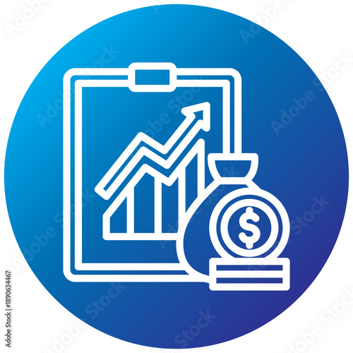 Gain Record Gradient Icon, Mini Illustration Relate To Taxation, Financial Reports. Use For Modern Concept, Ui, Ux Web And App Development.