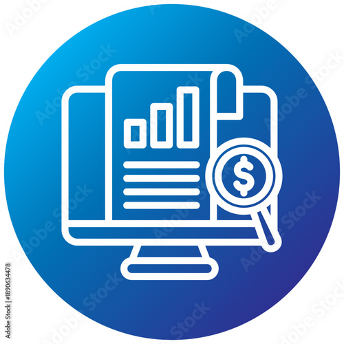 Expense Tracker Gradient Icon, Mini Illustration Relate To Taxation, Financial Reports. Use For Modern Concept, Ui, Ux Web And App Development.