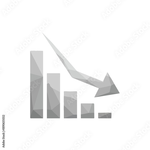 Geometric Falling Arrow Over Bar Graph