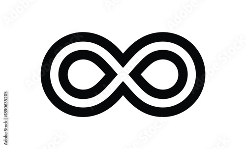 Modern abstract infinity symbol with clean black lines on a white background, representing endless possibilities and eternity.