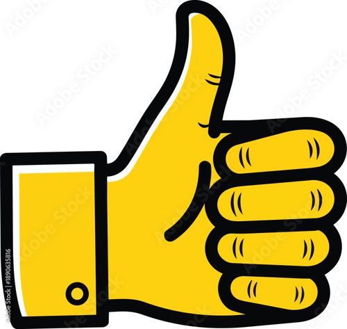 Yellow Hand Giving Thumbs Up Gesture.
