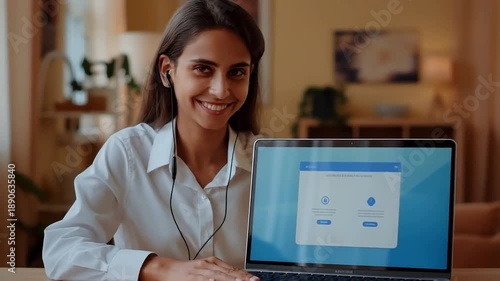 Woman shares her experience with online learning while using a laptop