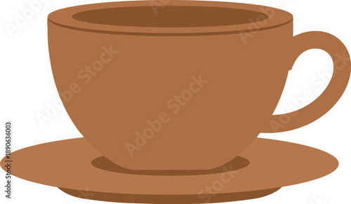 Brown Coffee Cup and Saucer Illustration.