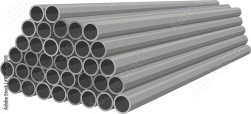 Stack of Metal Pipes and Tubes.