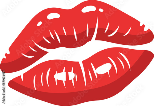 Red Lips Illustration Closeup Sensual Mouth.