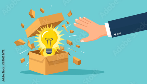 Thinking Outside the Box, Innovative Idea Concept