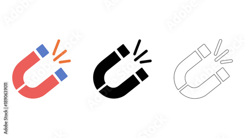 A colorful illustration of magnet attracting icons representing attraction and lead generation