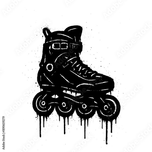 Inline Skate Graffiti Stencil Art with Paint Drips