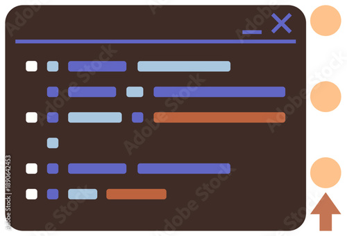 Workflow management, software development, coding, user interface design, technology, data organization. A code editor interface with file tabs and a workflow indicator. Software development