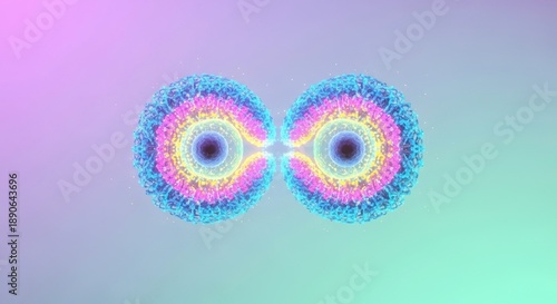 Vibrant Abstract Representation of Molecular Structure with Colorful Patterns and Energetic Light Effects,concept of the Center for Reproductive Medicine,IVF.Copy Space.