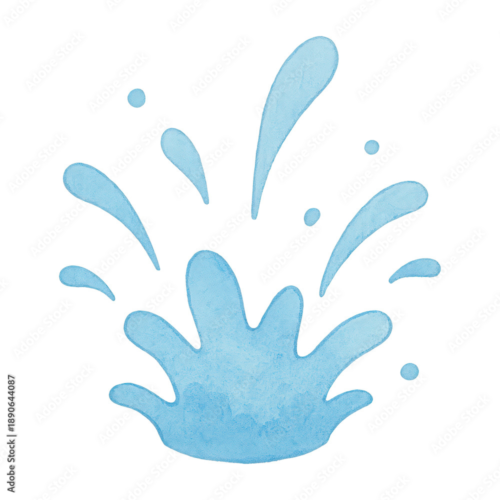 Fototapeta premium PNG Playful blue watercolor splash illustration.