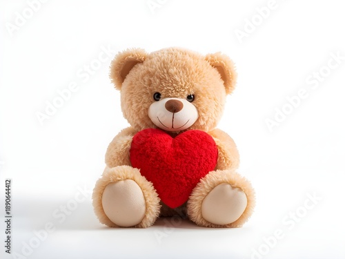 Wallpaper Mural Cute Teddy Bear Holding Red Heart Isolated on White Background. Valentine's Day Concept.  Torontodigital.ca