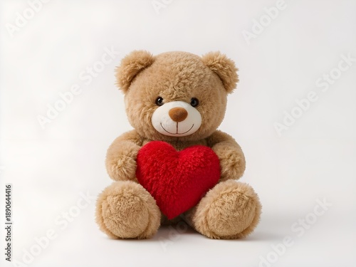 Wallpaper Mural Cute Teddy Bear Holding Red Heart Isolated on White Background. Valentine's Day Concept.  Torontodigital.ca