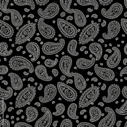 Classic Paisley Pattern Black and White Seamless Textile Design. EPS Editable