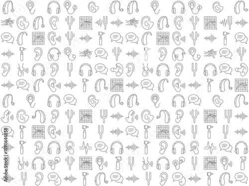 Collection of hearing aid and earrelated icons and symbols. EPS Editable