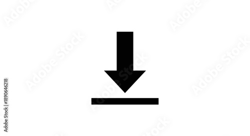Black Downward Arrow Icon on White Background.