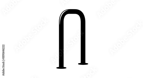Simple Black U Shaped Bicycle Rack Isolated.