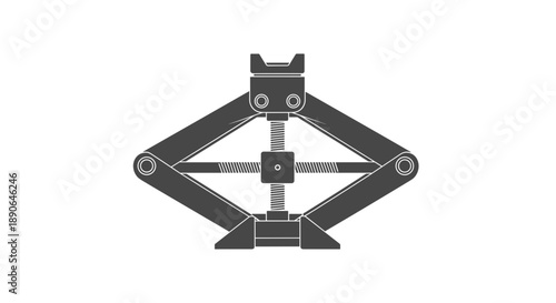 Detailed illustration of a dark gray car jack on a white background.