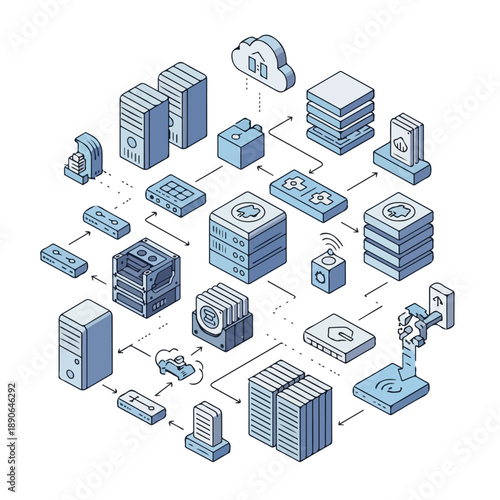 Cloud Computing Network Infrastructure Diagram Illustration 1.