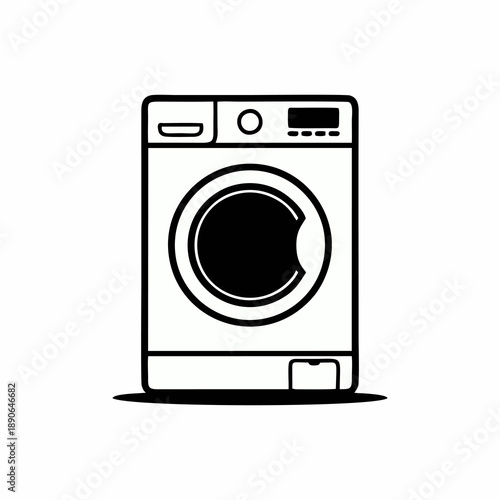 Front Load Washing Machine Icon Vector Illustration Isolated on White Background