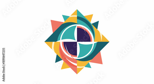 Colorful Geometric Shape with Circle Inside.
